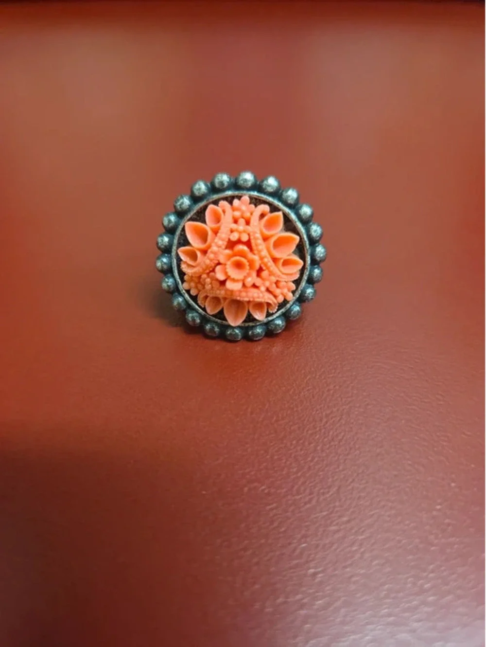 Coral Fashion Ring. Size 6